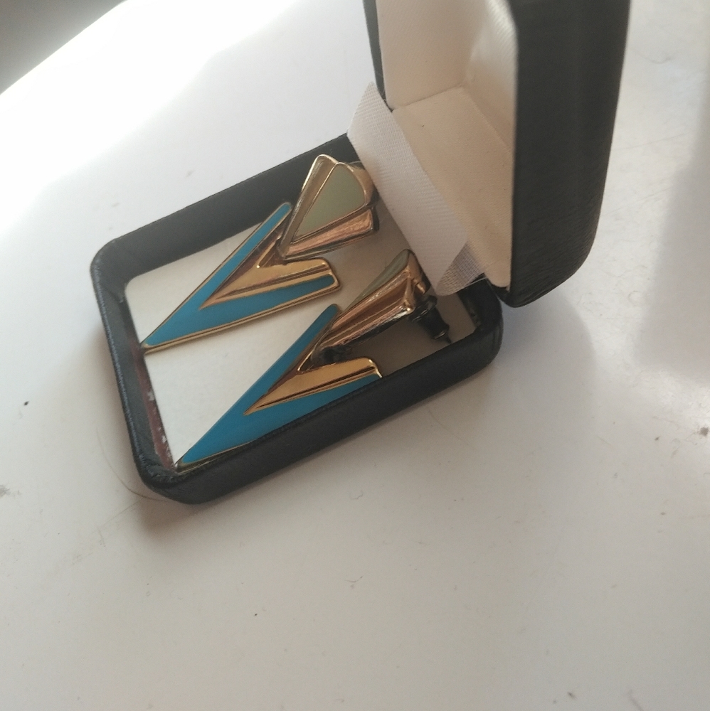 Vtg Deco Warrior Earrings